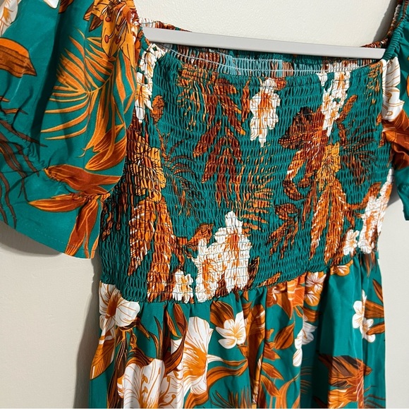 SHEIN Tropical Print Off the Shoulder Ruffle Short Sleeve Dress size 1XL - Picture 5 of 8